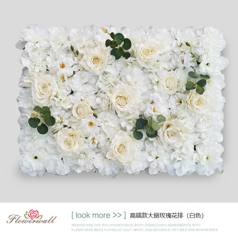 

40*60CM Simulated Flower Wall Silk Flower Row Rose Embroidery Ball Background Wall Decoration Home Decor Artificial Flowers