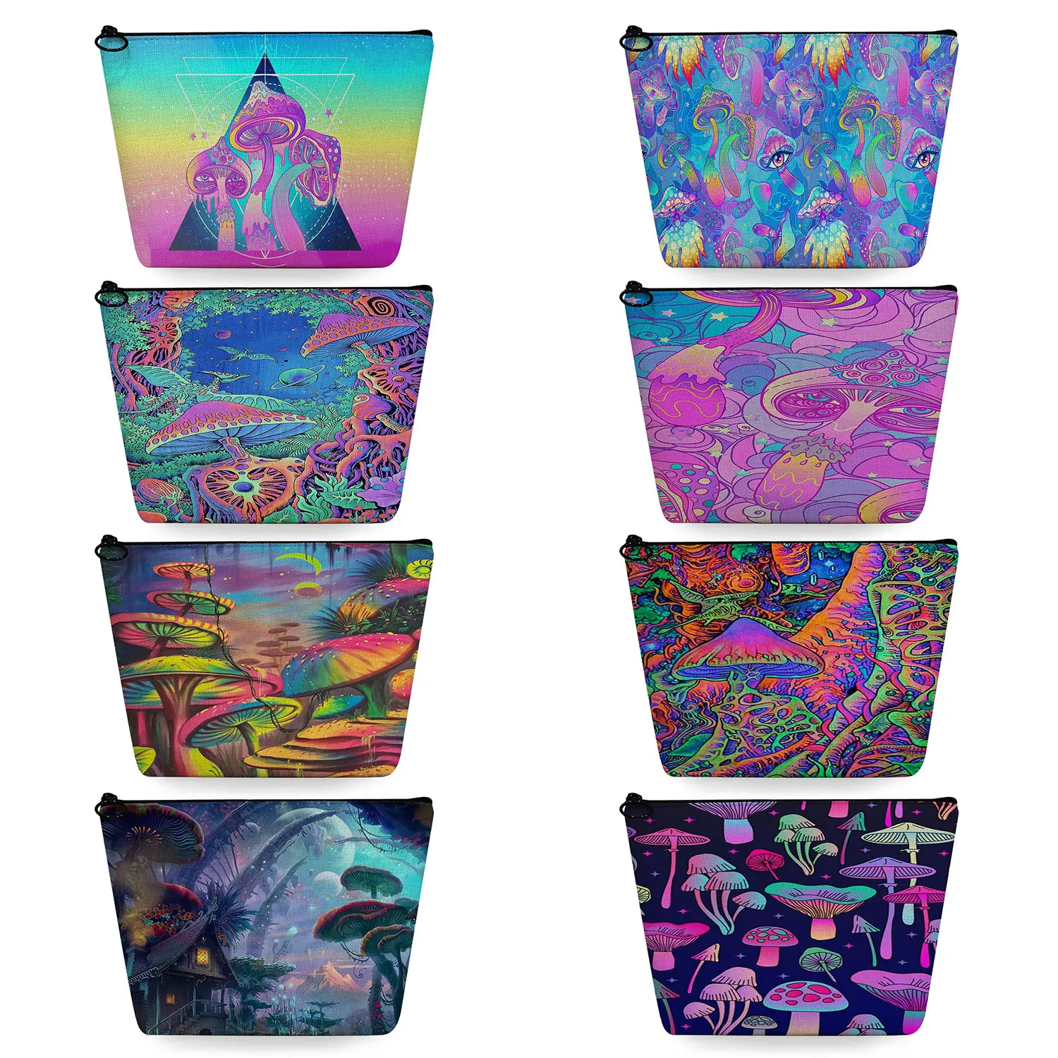 

Heat Transfer Travel Toiletry Bag School Pencil Cases Women's Cosmetic Bags Makeup Organizer Psychedelic Mushroom Printed Casual