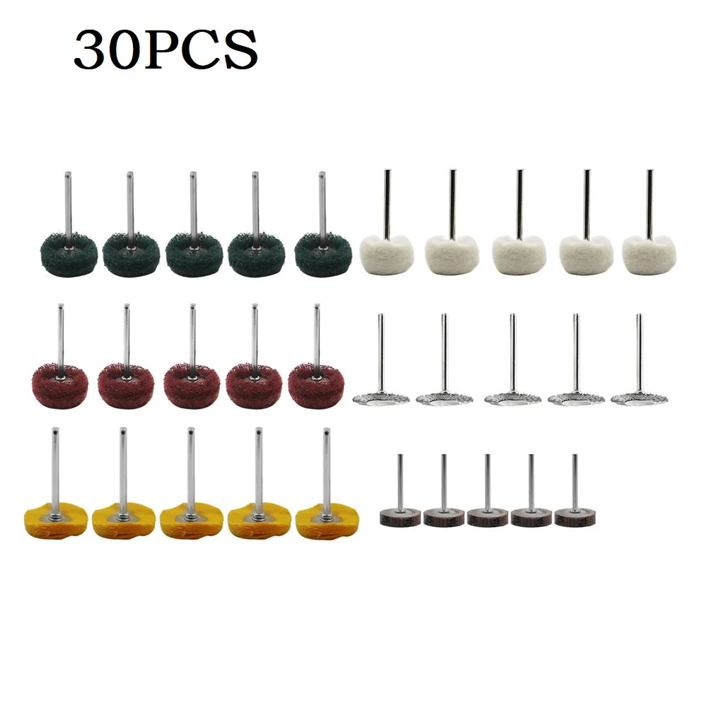 

30PCS Polishing Mop Buffing Abrasive Wheel Brush Pad Sanding Head Rotary Tool For Derusting Grinding Dusting Deburring Polishing