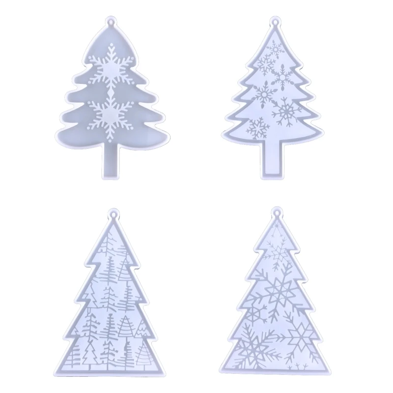 

1Pc/4Pcs DIY Christmas Tree Snowflake Keychain Silicone Mold DIY Ornaments Pendant Crafting Mould for Valentine Gift