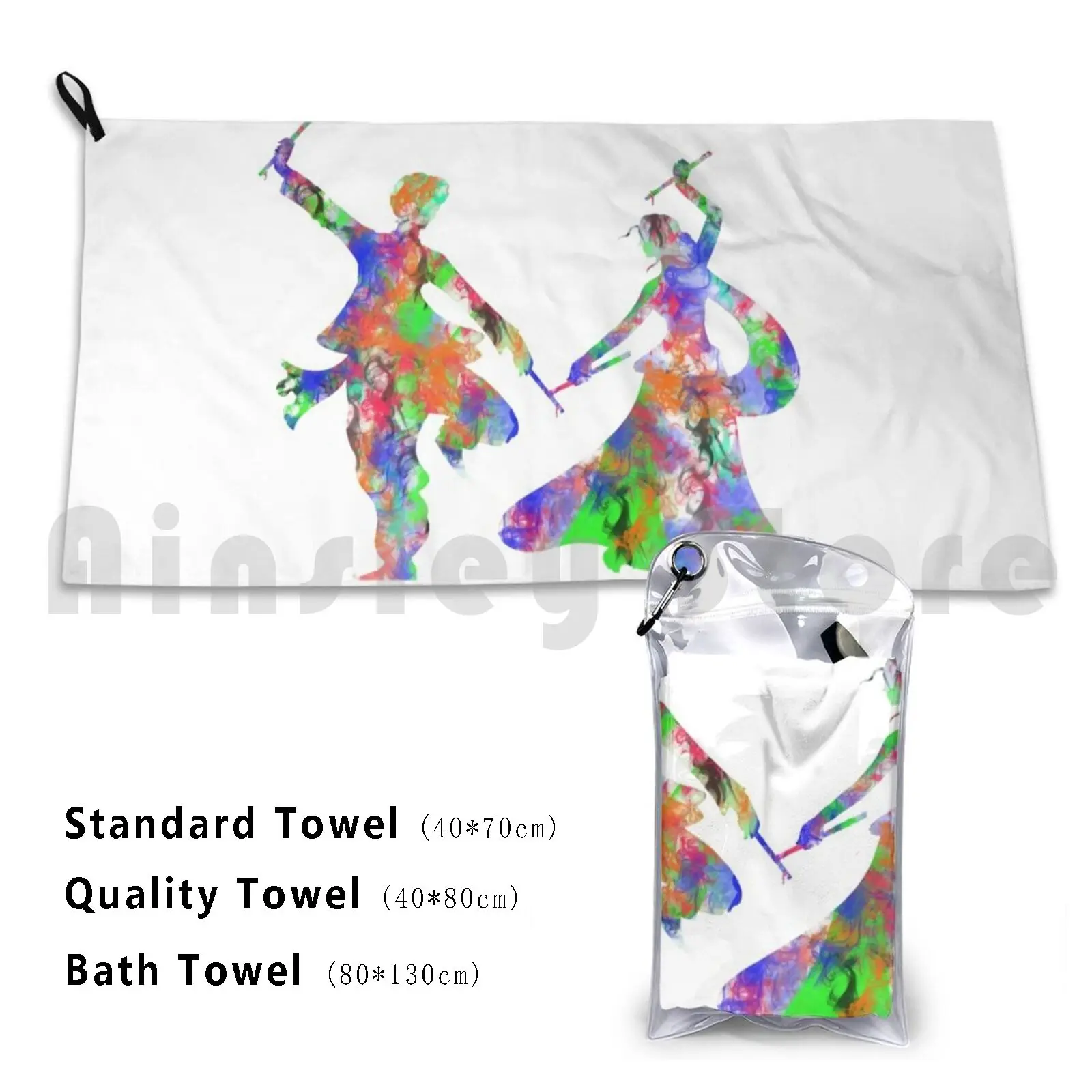 

Dandia Rass Bath Towel Beach Cushion Dandia Rass Rasslilla Gujarati Festival Dance Colorful