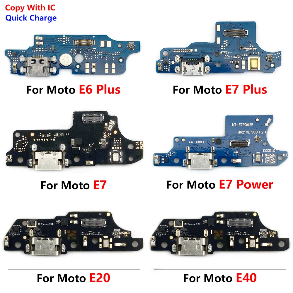 Placa de conector de puerto de carga de alimentación USB, Cable flexible con micrófono para Moto E7 Plus, One Fusion One Hyper One Macro, 10 piezas