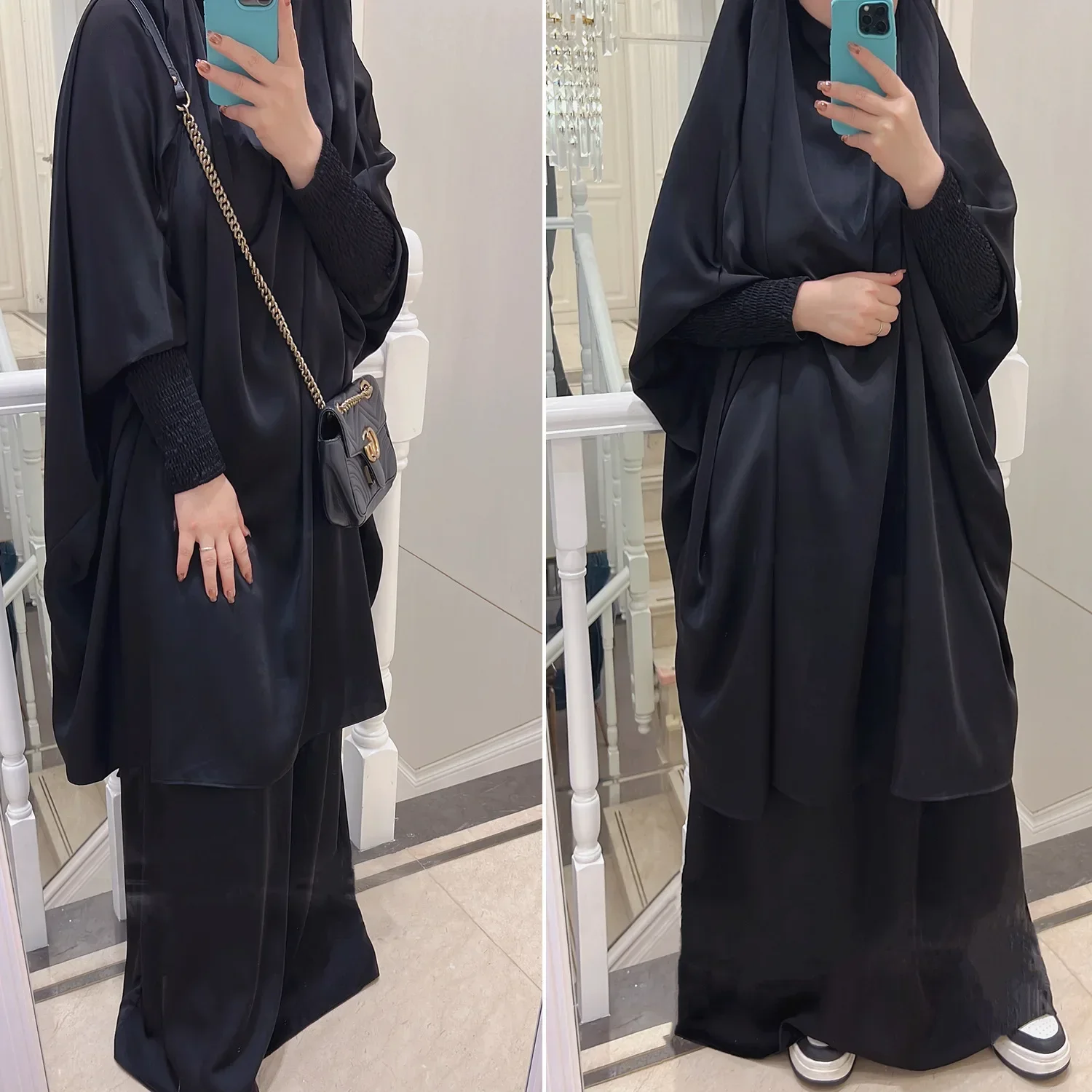 Jilbab комплект из 2 предметов бархатная атласная Абая мусульманская молитвенная