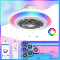 Modern Simple Fan Ceiling Light Bedroom Living Room Electric Fan Lamp RGB Intelligent Bluetooth Music Fan Lamp