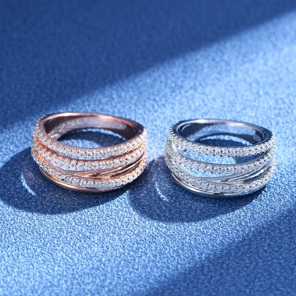 

Серебряная Линия Широкий бриллиант s925 кольцо посеребренное 18k розовое золото Европейский и американский стиль ins оптовая продажа орнамент
