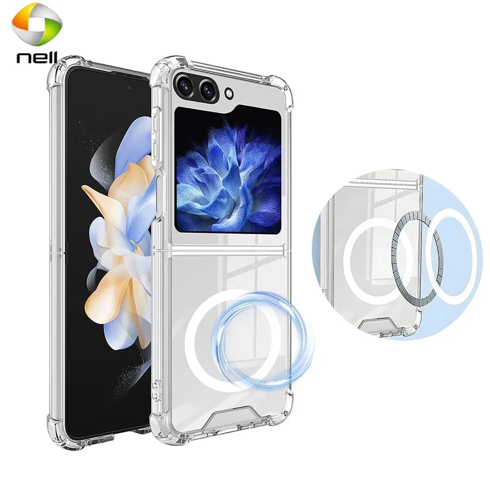 

Прозрачный Магнитный чехол для Samsung Galaxy Z Flip 5 Flip 3 Flip 4 прозрачный тонкий противоударный чехол для Magsafe, чехол для Zflip5