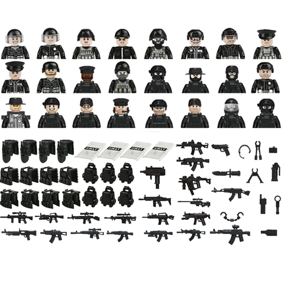 

2023-City Police Camouflage Special Forces Building Blocks Army Soldier Figures Military Weapon Vest Bricks Kids Toys