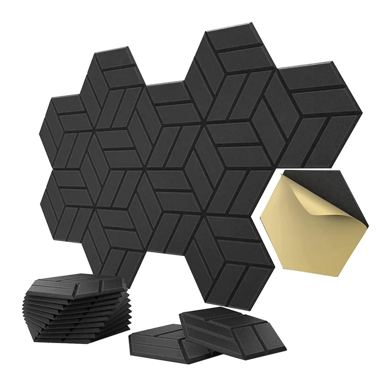 

12 Pack Self-Adhesive Acoustic Panels,Hexagon Sound Proof Foam Panels Sound Proofing Padding for Wall Used for Studio A