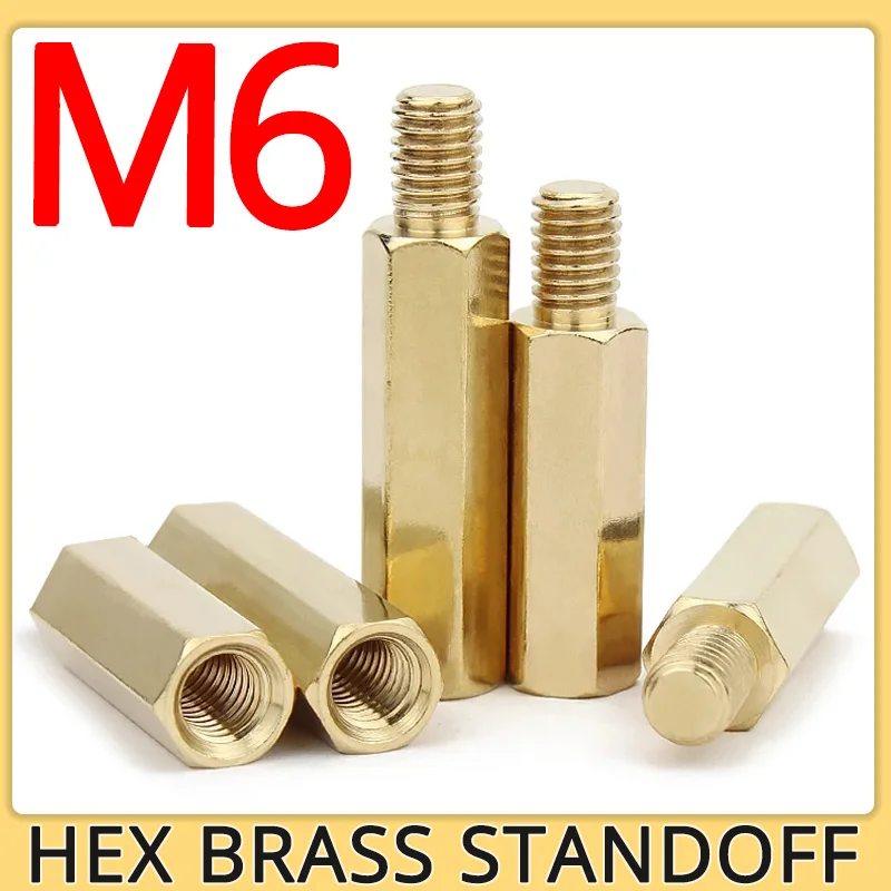 

M6 Brass Hex Column Standoff Boards Rack Stud Metric Hexagon Threaded Pillar PCB Copper Spacer Bolt Screw For PC Motherboard