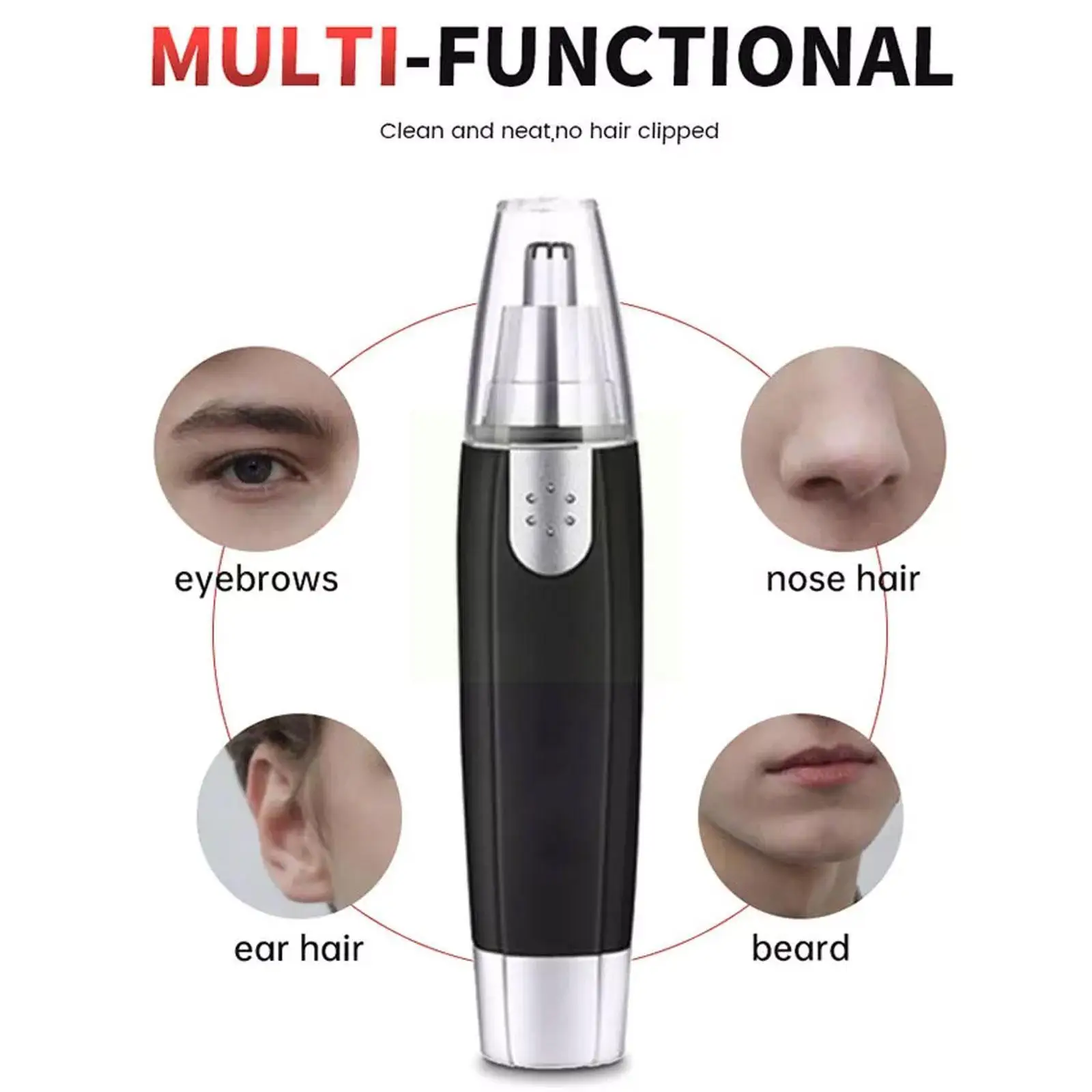 

Electric Nose Hair Trimmer Implement Shaver Men Women Neck Trimer Remover Trimmer Shaver Clean Kit Man Eyebrow Ear Y6y9