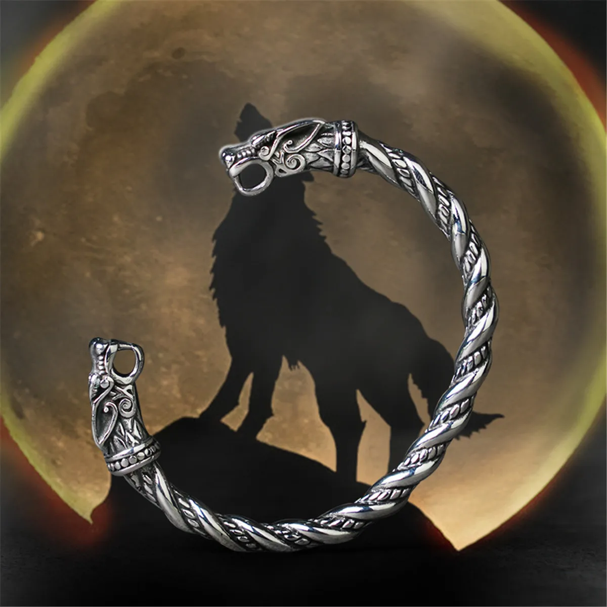 Модный Открытый браслет с волком в стиле хип-хоп панк серебристый готический