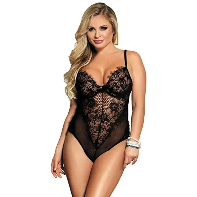 

Women's Lace Lingerie Nightgown Sexy Onesies Backless Vintage Summer Sleeveless Sleepwear See Through Honeymoon Nighties