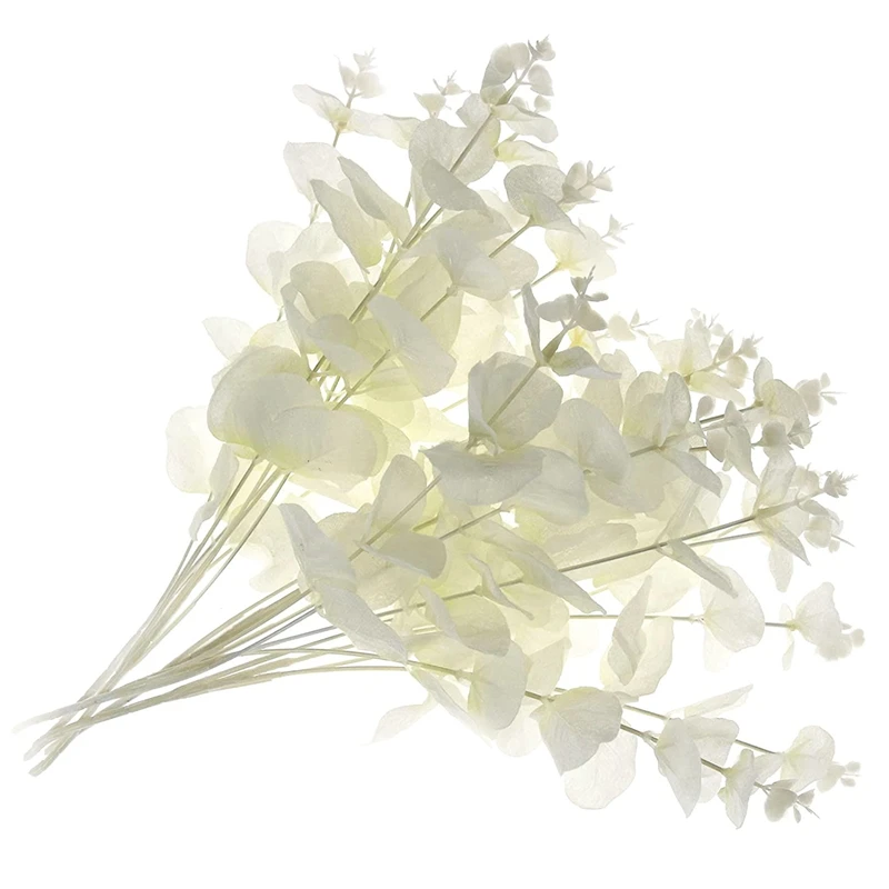 

5 Pcs Real Press Leaf Artificial Eucalyptus Branches Stem Faux Eucalyptuses Wedding Bouquet Centerpiece