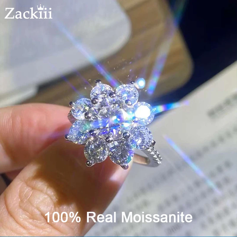 Женское серебряное кольцо с муассанитом бриллиантом 1 карат 2 карата |