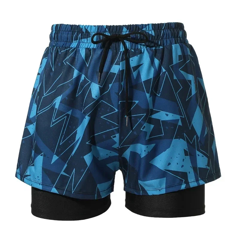 Свободные модные плавки для мужчин двухслойные профессиональные быстросохнущие