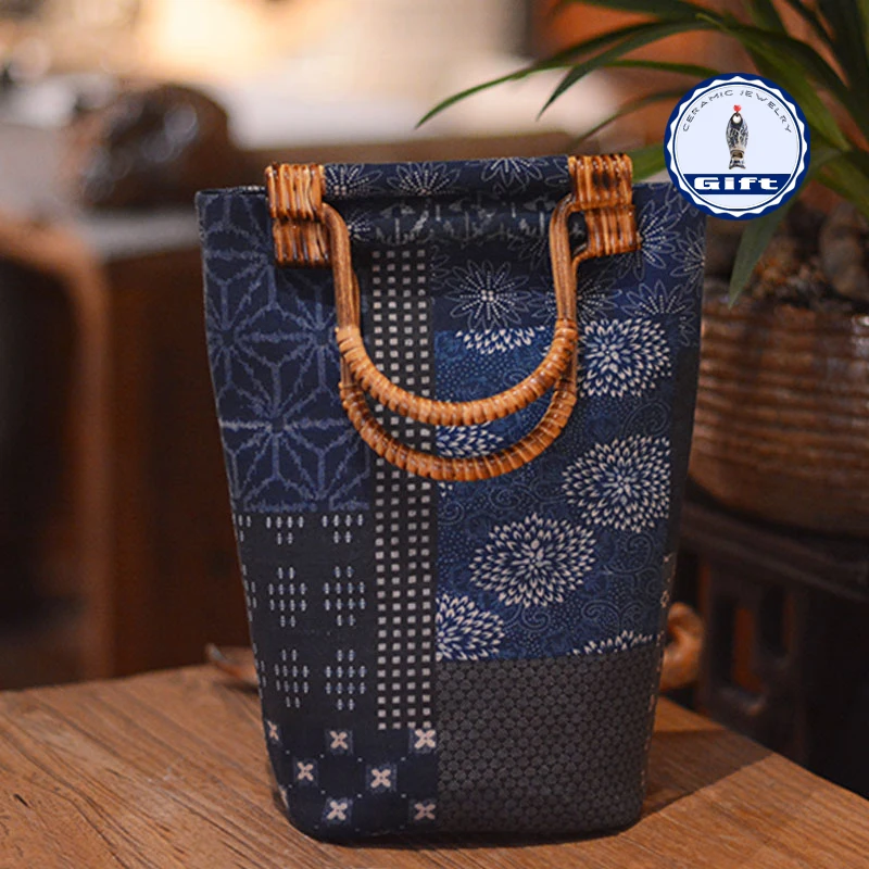 Женская Стильная хлопковая пеньковая бамбуковая сумка с ручкой сумка-ведро