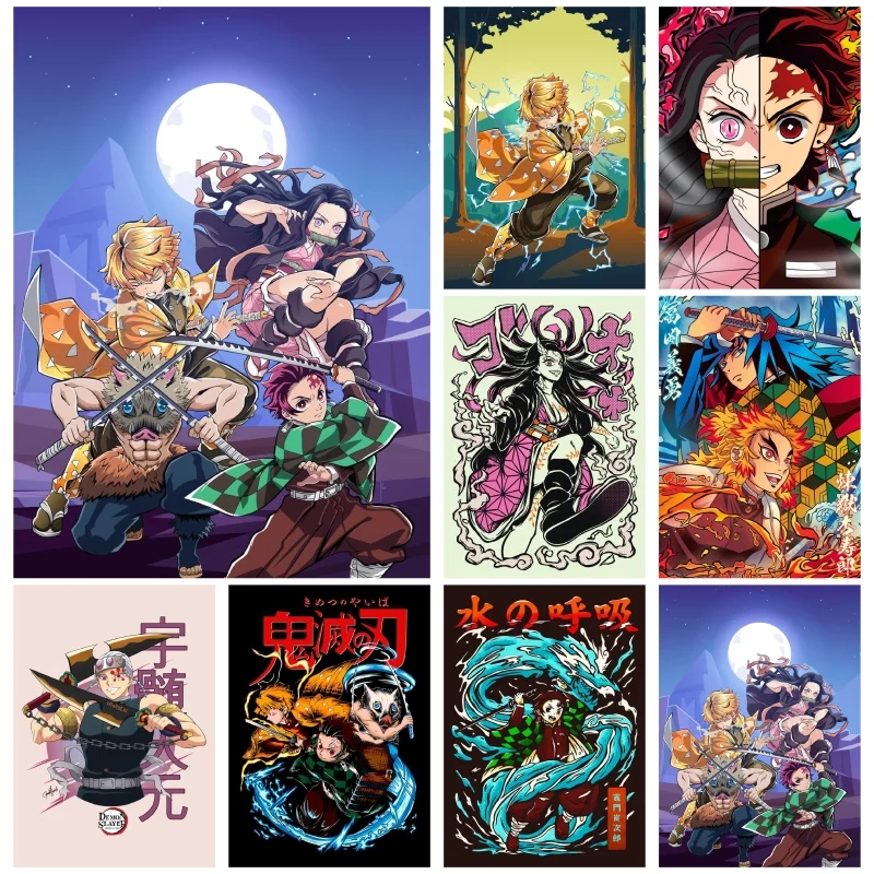 

Anime Demon Slayer Iguro Obanai Agatsuma Zenitsu Oil Painting Pictures for Living Room Decoration Home Decor 40x50cm No Frame