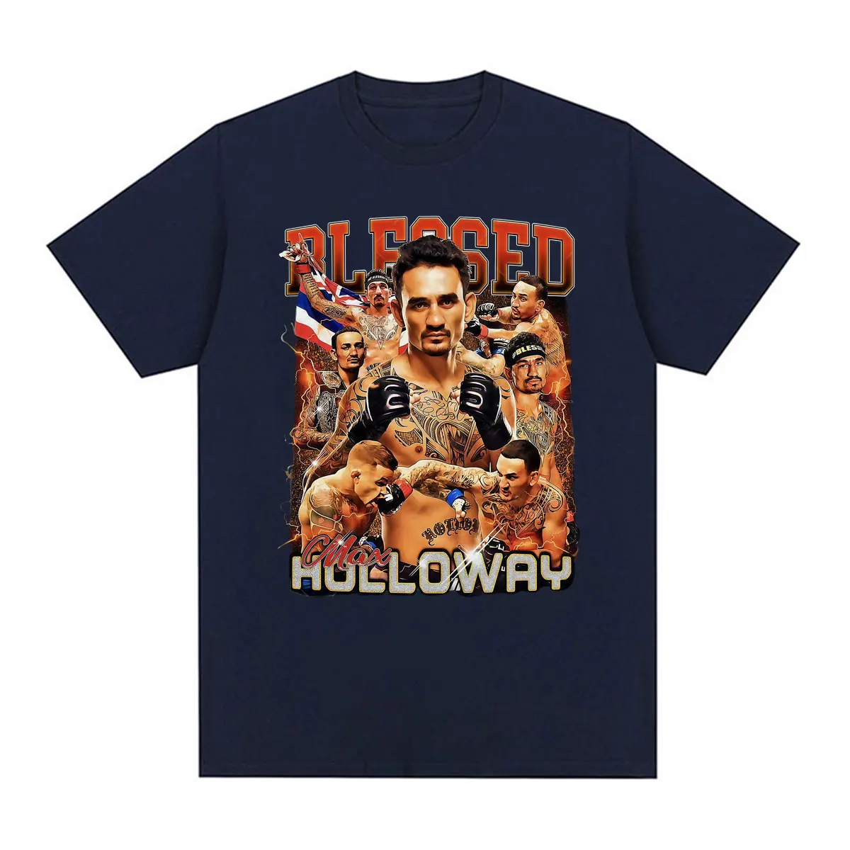 Фото Футболка Max Holloway Blessed Era Fan Gift для мужчин и женщин, винтажная, с графическим принтом, высокое качество, 100% хлопок №2