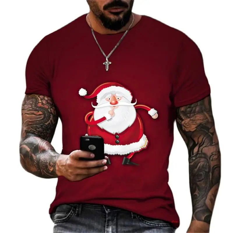

Christmas Carnival 3D Printing Pattern Summer Men's Casual T-Shirt Festive Atmosphere Street Fashion O-Neck Short Sleeve T-Shirt