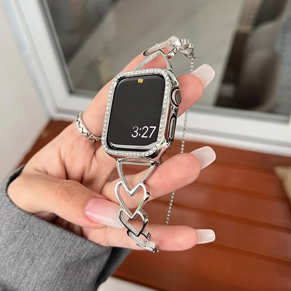 

Stainless Steel Strap For Apple Watch Band 41mm 45mm 38 40 42mm 44mm Bracelet Womens Wristband For iWatch Series SE 7/6/5/4/3/2