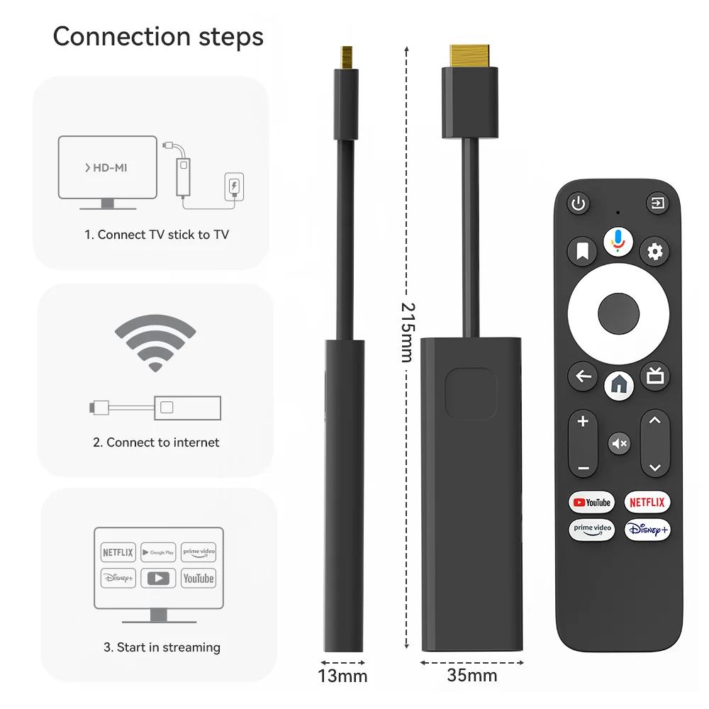 GD1 Google Сертифицированный подлинный Netflix 4K Smart Android TV Stick с поддержкой Amlogic S905Y4 2 ГБ + 16 ГБ Обновленная версия приложения Чили, США (art.: 3920cecb968c8) - 3920cecb968c8