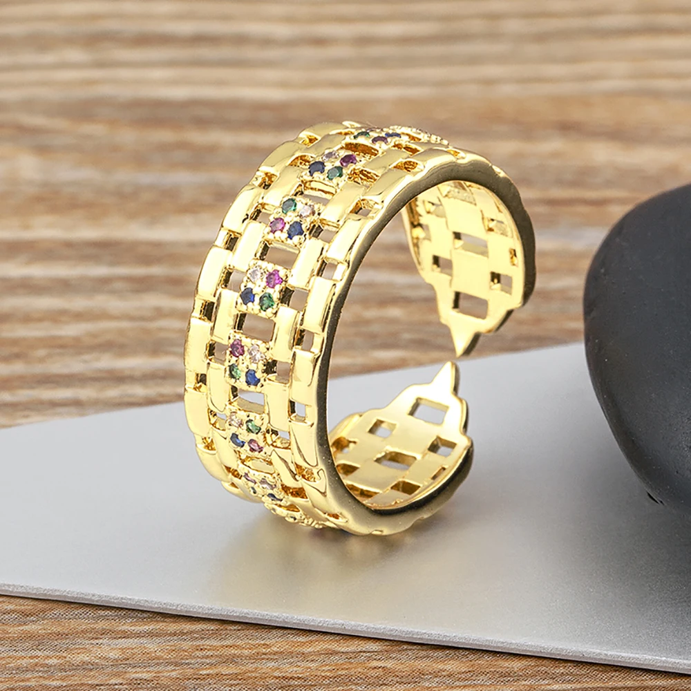 

AIBEF Luxury Band Cubic Zirconia Copper Classic Simple Opening Engagement Rings For Women Girls Fashion Love Cute Jewelry Gifts