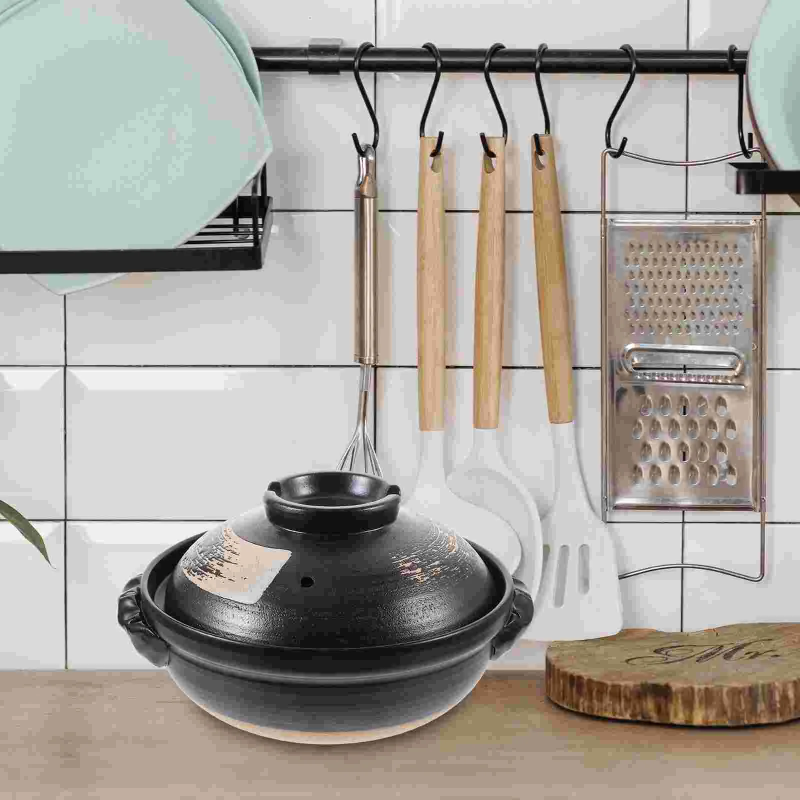 

Кухонная керамическая кастрюля для тушения с крышкой, керамическая кастрюля с ушками, круглая суповая кастрюля, японская кастрюля для горячего приготовления, кастрюля для кухни и дома