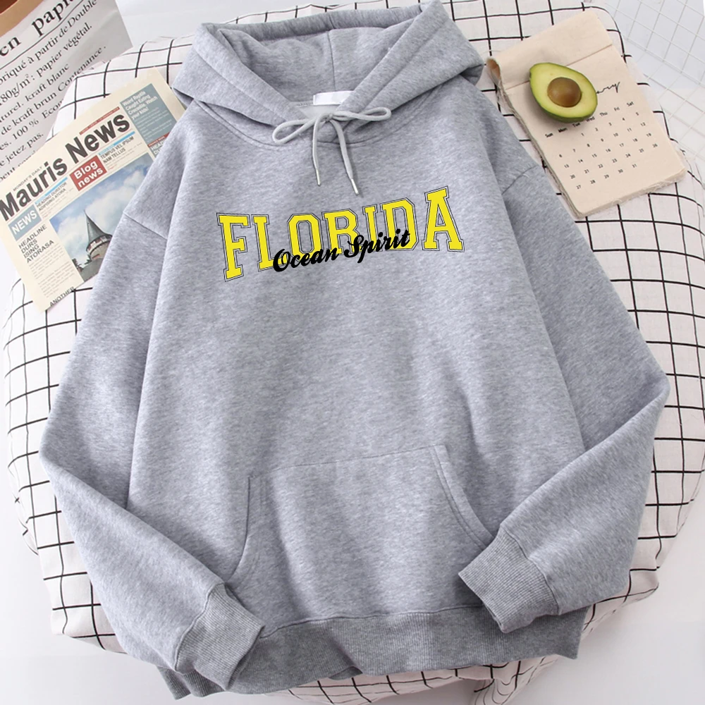 

Худи с надписью Ocean Florida Spirit Мужская креативная удобная одежда, флисовые худи в стиле Харадзюку, дизайнерские винтажные капюшоны на плечо