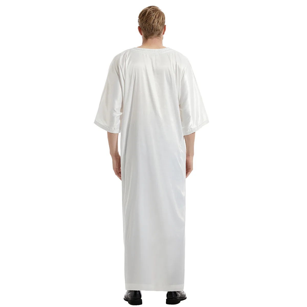Men Max Size Half Sleeve Morocco Muslim Abaya Islam Casual Eid Ramadan Gown One Piece Modest Outfits Robe Islamic Dress Clothes