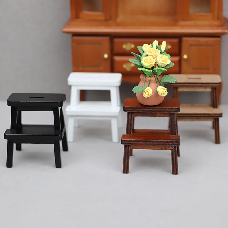 

1Pc 1:12 Dollhouse Tailor Furniture Miniature Cat Step Stool Double-Layer Sit Chair Holding Stool