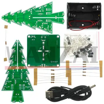 Three-Dimensional 3D Christmas Tree LED DIY Kit Red/Green/Yellow RGB Flash Circuit Electronic Fun Suite 1