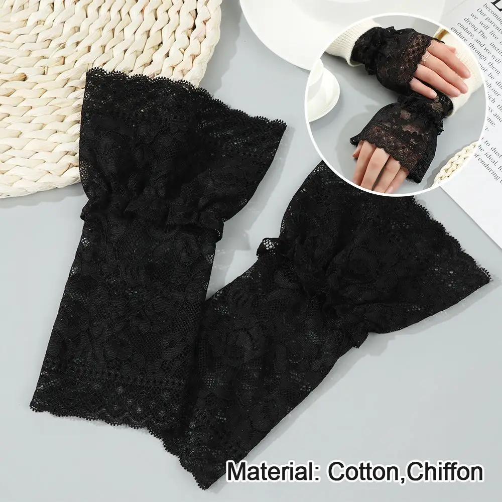 

1Pair Universal Arm Cover Gloves Sweater Decorative Lace Cuffs Fake Sleeve Detachable Sleeve Cuffs Ruffles Elbow Sleeve