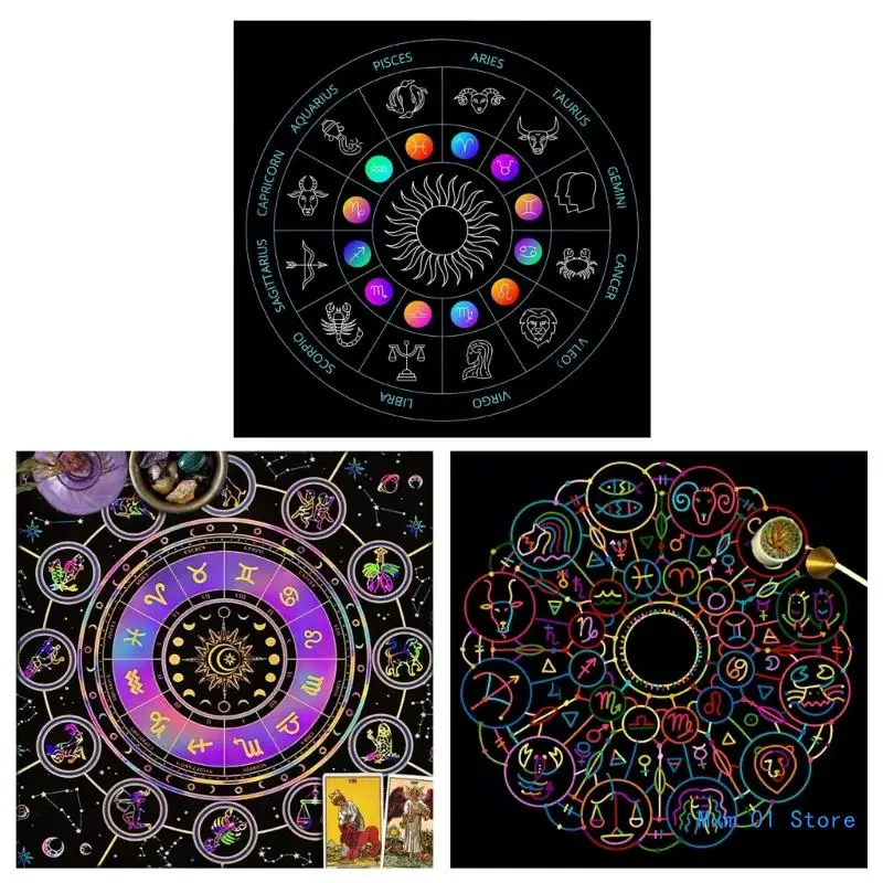 

Tarot Card Tablecloth Altars Cloth Constellations Moonphases Tablecloth Astrologys Divinations Mat Tapestry Decors Drop shipping