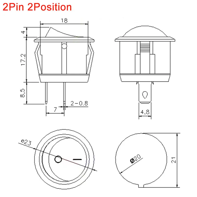 1/5 шт. 23 мм круглый клавишный переключатель KCD1 2/3 контактов ВКЛ./ВЫКЛ. положение