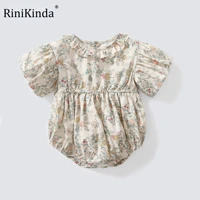 rinikinda 2022 summer baby rompers floral jumpsuit short sleeve soft bodysuit casual toddler kids baby girl clothes