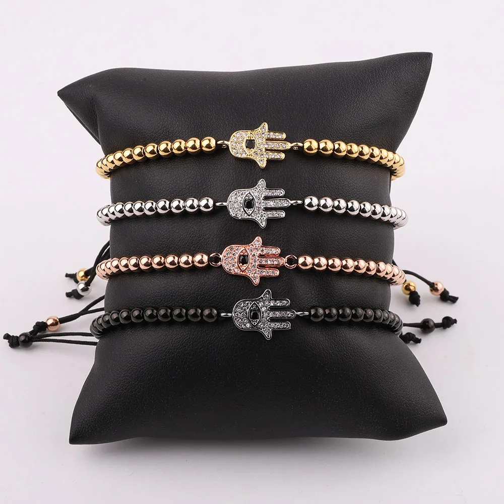 

JARAVVI High Quality CZ Hand Charm Stainless Steel Beads Macrame Friendship Bracelet Men Women Jewelry Gift