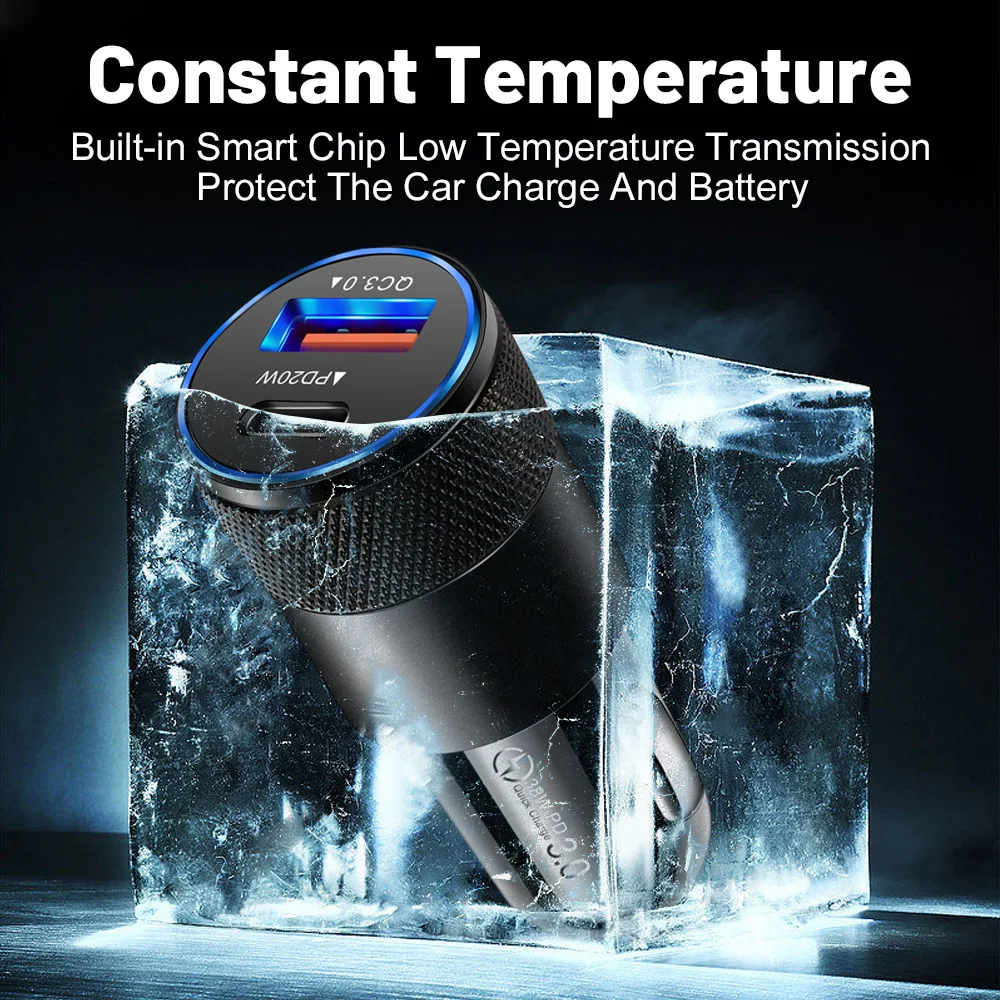 Быстрое зарядное устройство QC3.0 + PD 1 шт. 38 Вт стандартное автомобильное Type-c