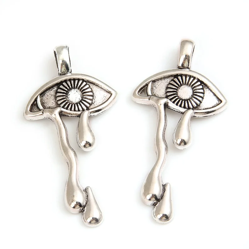 Подвеска серебряного цвета в стиле панк с глазами крови 47x24 мм 10 шт.