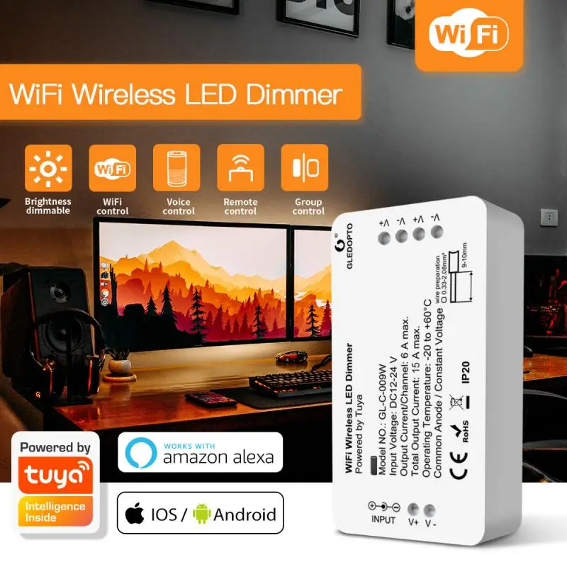 1~5PCS Wifi Rgb Dimmable App Control Brightness Adjustable Wireless Tuya Works With Amazon Google Home Scene Display