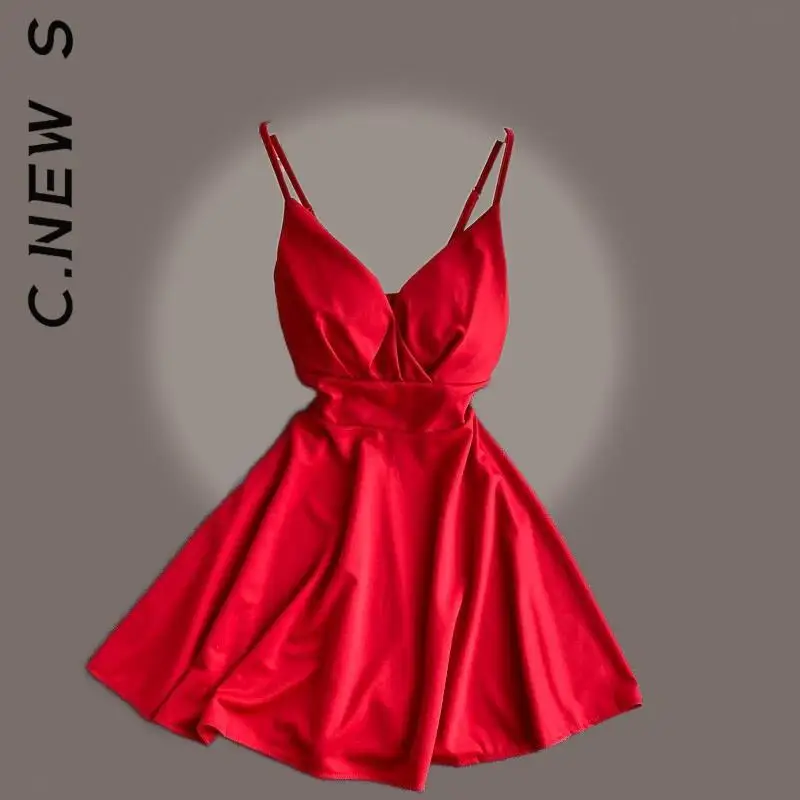 

Женское платье с высокой талией, V-образным вырезом и открытой спиной