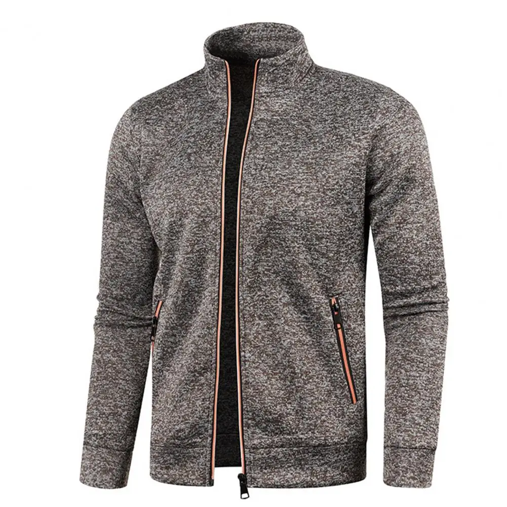 

Male Coat Shrink Resistant Cardigan Sweatshirt Shrinkable Hem Men Spring Autumn Solid Color Plus Size Sport Outerwear Warm