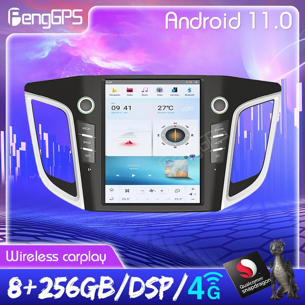 

8+256GB Tesla Screen Style Car Radio For Hyundai IX25 2014-2018 Android 11 Auto Stereo Multimedia Player GPS Navigation Headunit