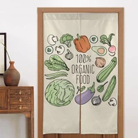 vegan healthy door curtains vegetables separate tapestry cotton linen printed hanging half curtain for living room ornament