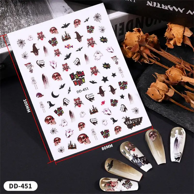 

Halloween 3D Ghost Face Fire Nail Sticker Autumn Leaves Design Spider Pumpkin Nail Sliders Manicure Nail Decoration Evil Eyes