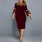 Платье женское Сетчатое с длинным рукавом, Модная элегантная приталенная вечерняя повседневная одежда, большие размеры 4XL 5XL