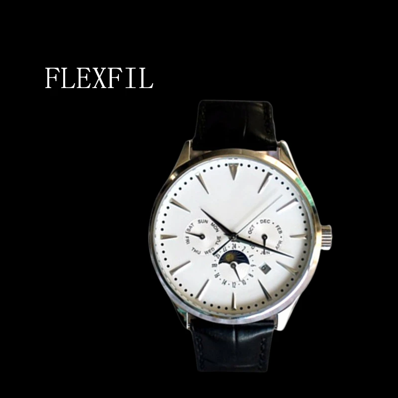 

FLEXFIL Luxury high quality Brand Automatic Mechanical Men Watch Sapphire Waterproof Luminous Leather strap Seagull movement