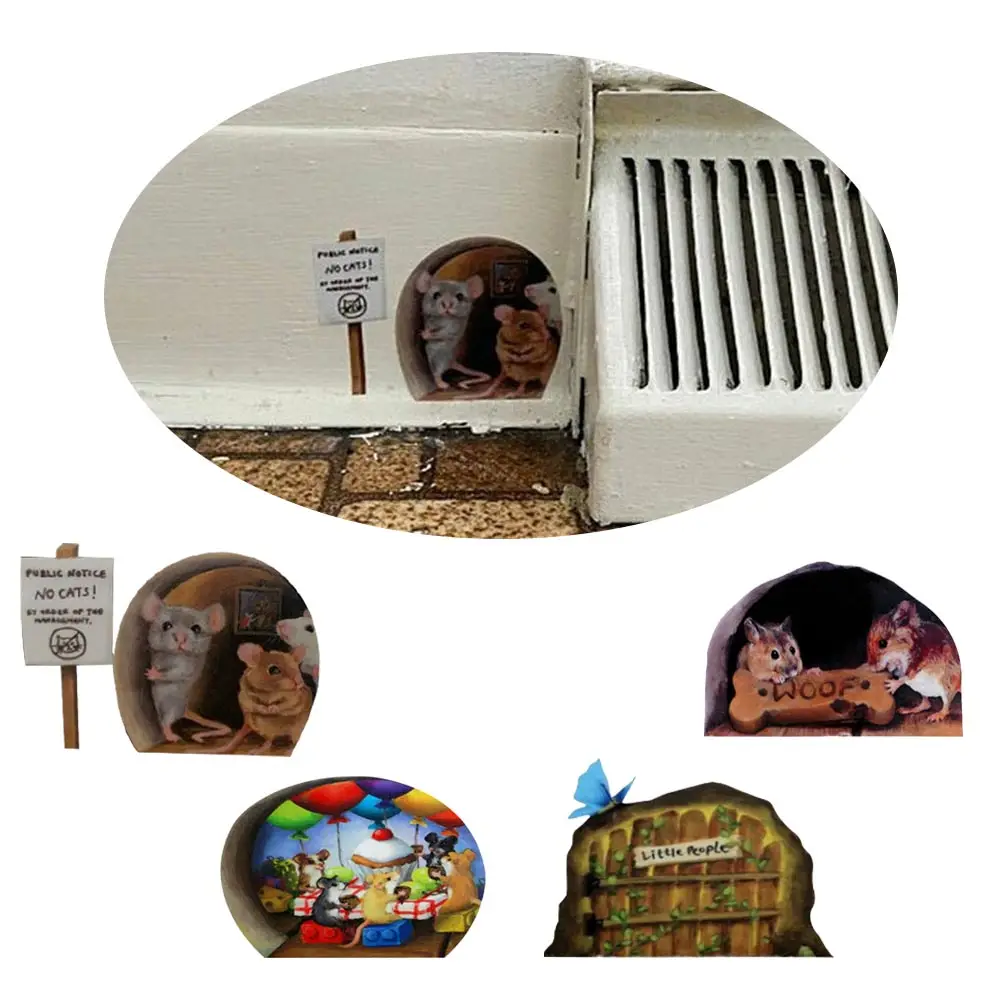 

10pc Funny Mouse Hole Wall Stickers Living Room Decor Waterproof Home Decoration Art Refrigerator Decals Creative DIY Decoration