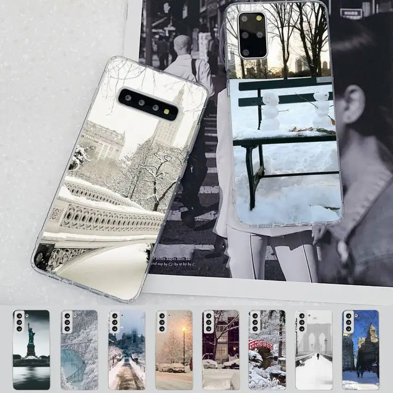 

Winter New York Central Phone Case for Samsung S21 A10 for Redmi Note 7 9 for Huawei P30Pro Honor 8X 10i cover