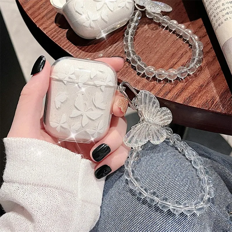 Хрустальная подвеска-бабочка браслет из бисера чехол для наушников Apple airpods 1/2/3
