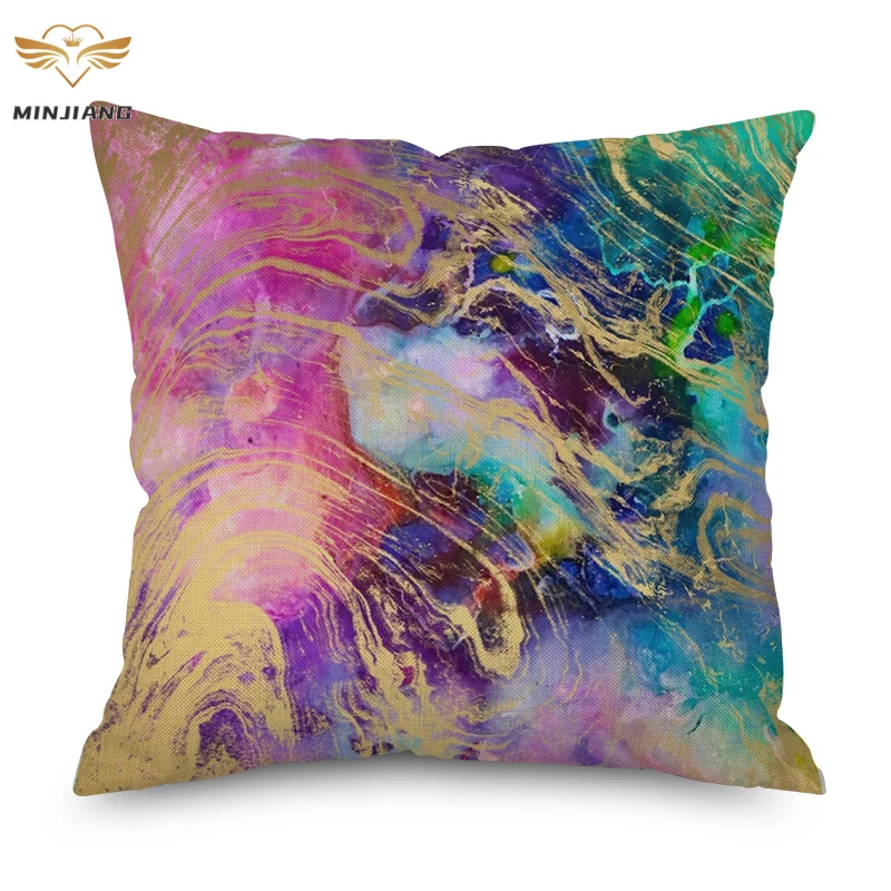 

45*45cm Geometric Cushion Cover Blue Abstract Elephant Printed Cotten Linen Throw Pillow Case Art Pillowcase Square Home Decor